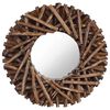 vidaXL N&aacute;stěnn&eacute; zrcadlo 40 cm teak kulat&eacute;
