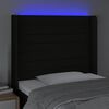 vidaXL Čelo postele s LED čern&eacute; 93 x 16 x 118/128 cm textil