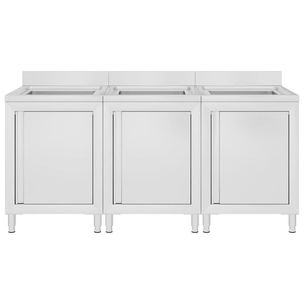 vidaXL Gastro kuchyňské dřezové skříňky 3 ks nerezová ocel