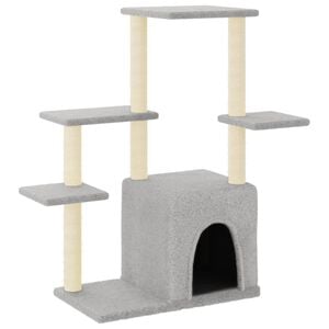 vidaXL &Scaron;krabadlo pro kočky se sisalov&yacute;mi sloupky světle &scaron;ed&eacute; 97,5 cm