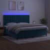 vidaXL Box spring postel s matrac&iacute; a LED tmavě modr&aacute; 200x200 cm samet