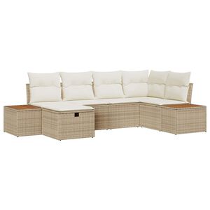 vidaXL Sada zahradn&iacute;ch pohovek s pol&scaron;t&aacute;řem 6 pcs B&eacute;žov&aacute; Poly ratan