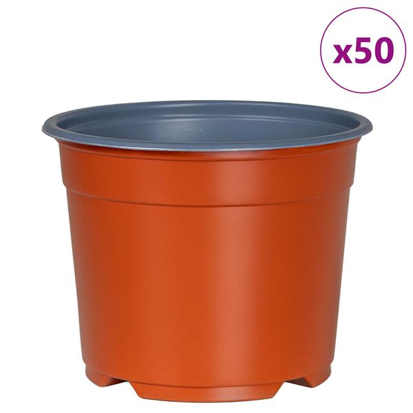 vidaXL Květinov&yacute; květin&aacute;č 50 pcs Cihlov&aacute; &Oslash; 15 x 12,5 cm Plast