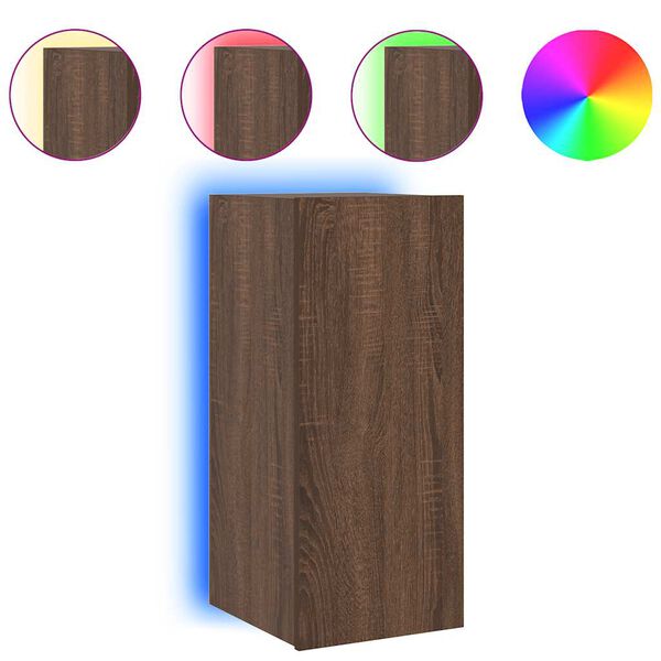 vidaXL N&aacute;stěnn&aacute; TV skř&iacute;ňka s LED osvětlen&iacute;m hněd&yacute; dub 30,5x35x70 cm