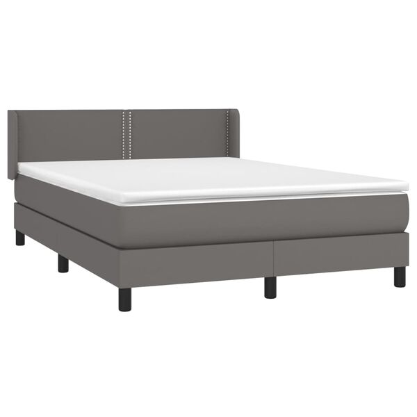 vidaXL Box spring postel s matrací šedá 140 x 190 cm umělá kůže