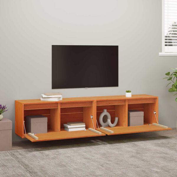 vidaXL N&aacute;stěnn&aacute; skř&iacute;ňka s polic&iacute; 2 pcs Voskově hněd&aacute; 80 x 30 x 35 cm