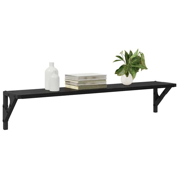 vidaXL Nástěnné poličky s policí 2 pcs Černý dub 80 x 15 x 15,5 cm