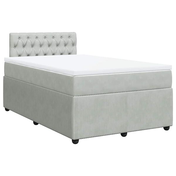 vidaXL Box spring postel s matrac&iacute; světle &scaron;ed&aacute; 120x190 cm samet
