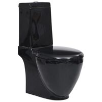 vidaXL Keramické WC kulaté spodní odpad černé