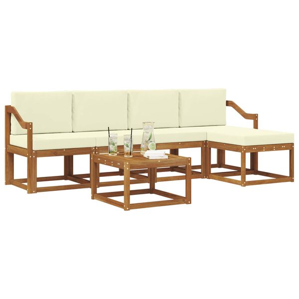 vidaXL Venkovn&iacute; pohovkov&aacute; souprava 6 pcs Přirozen&aacute; a Kr&eacute;mov&aacute;