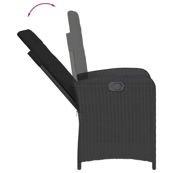 vidaXL 5d&iacute;ln&yacute; zahradn&iacute; j&iacute;deln&iacute; set s podu&scaron;kami čern&yacute; polyratan