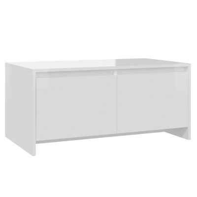 vidaXL Konferenční stolek bílý vysoký lesk 90x50x41,5 cm dřevotříska