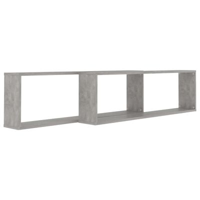 vidaXL Nástěnné krychlové police 2 ks betonově šedé 100 x 15 x 30 cm