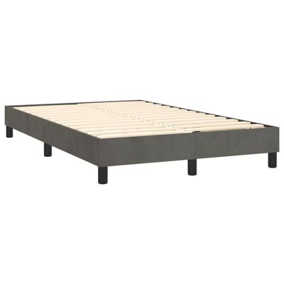 vidaXL Box spring postel s matrací a LED tmavě šedá 120x200 cm samet