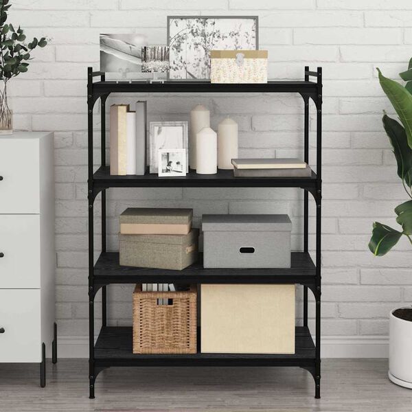 vidaXL Police na knihy 4 pcs Čern&aacute; 80 x 40 x 1,5 cm kompozitn&iacute; dřevo