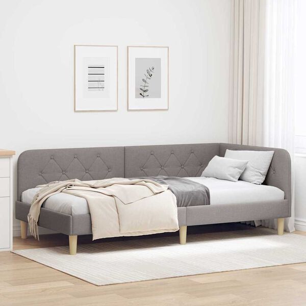 vidaXL Rohov&yacute; r&aacute;m postele s čelo Taupe 90 x 200 cm textil