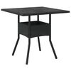 vidaXL Zahradn&iacute; stůl se skleněnou deskou čern&yacute; 80x80x75 cm polyratan