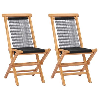 vidaXL Skládací zahradní židle 2 ks masivní teakové dřevo a provázky