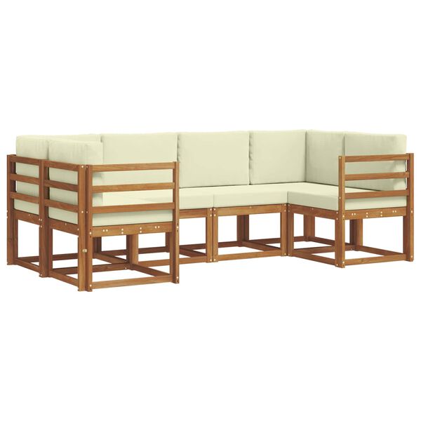 vidaXL Venkovn&iacute; pohovkov&aacute; souprava 6 pcs Přirozen&aacute; a Kr&eacute;mov&aacute;