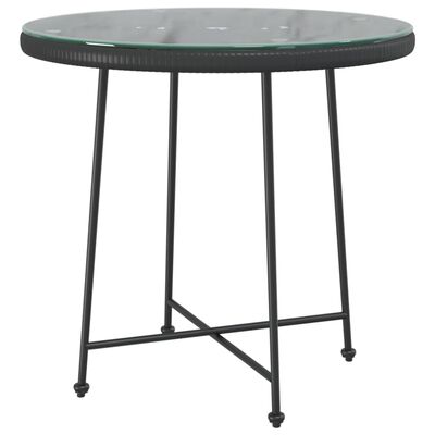 vidaXL Jídelní stůl černý Ø 80 cm tvrzené sklo a ocel
