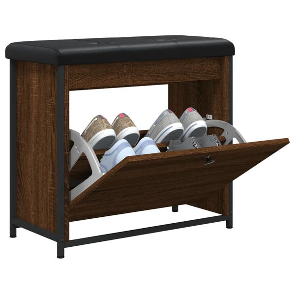 vidaXL Botn&iacute;kov&aacute; lavice s v&yacute;klopnou z&aacute;suvkou hněd&yacute; dub 62 x 32 x 56 cm