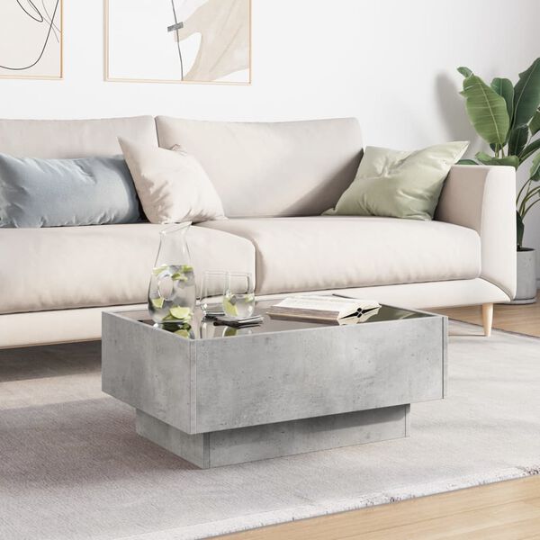 vidaXL Konferenčn&iacute; stolek s LED betonově &scaron;ed&yacute; 70 x 50 x 30 cm kompozit