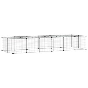 vidaXL 28panelov&aacute; ohr&aacute;dka pro zv&iacute;řata s dv&iacute;řky čern&aacute; 210 x 70 x 35 cm ocel