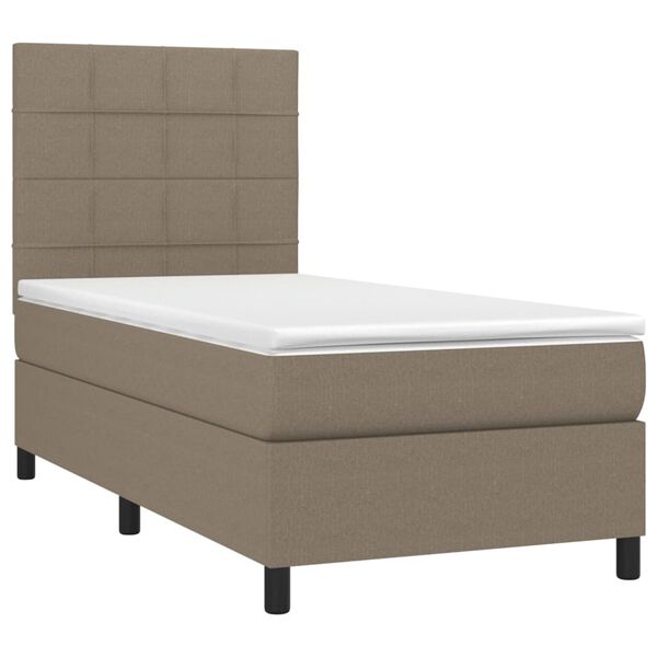 vidaXL Box spring postel s matrac&iacute; a LED taupe 100x200 cm textil