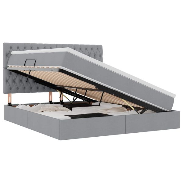 vidaXL Postel s &uacute;ložn&yacute;m prostorem a LED osvětlen&iacute;m s LED Světle &scaron;ed&aacute;