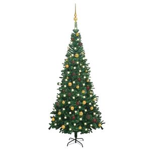 vidaXL Uměl&yacute; v&aacute;nočn&iacute; stromek s LED a sadou koul&iacute; L 240 cm zelen&yacute;