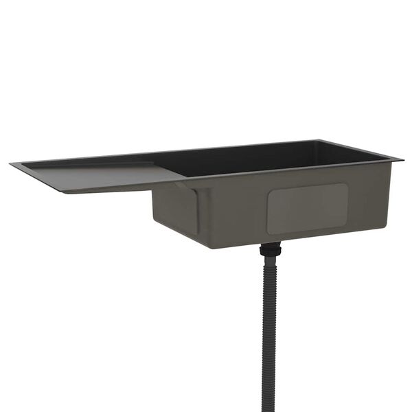 vidaXL Ručně vyroben&yacute; kuchyňsk&yacute; dřez čern&yacute; nerezov&aacute; ocel