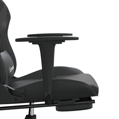 vidaXL Herní židle s podnožkou černá a šedá umělá kůže