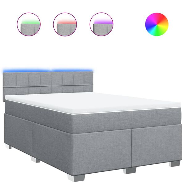 vidaXL Box spring postel s matrac&iacute; světle &scaron;ed&aacute; 140 x 190 cm textil