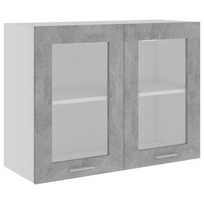 vidaXL Horní skříňka prosklená betonově šedá 80x31x60 cm dřevotříska