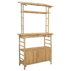 vidaXL Venkovn&iacute; barov&yacute; stůl s polic&iacute; Př&iacute;rodn&iacute; 110 x 50 x 210 cm Bambus