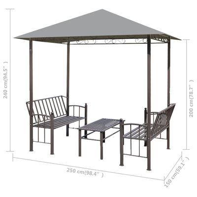 vidaXL Zahradní altán se stolem a lavicemi 2,5x1,5x2,4 m antracitový