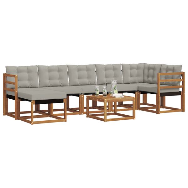 vidaXL Venkovn&iacute; pohovkov&aacute; souprava 8 pcs Př&iacute;rodn&iacute; a světle &scaron;ed&aacute;