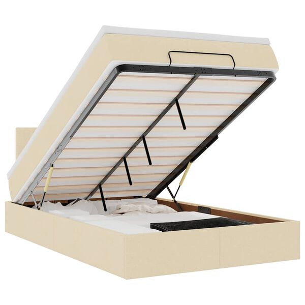 vidaXL Otomansk&aacute; postel s matrac&iacute; & LEDs kr&eacute;mov&aacute; 120x190cm l&aacute;tka