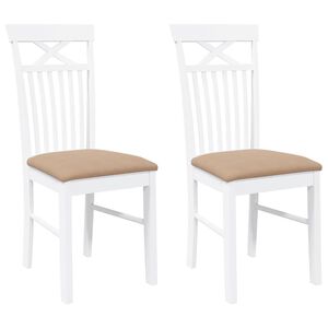 vidaXL J&iacute;deln&iacute; židle s pol&scaron;t&aacute;ři 2 ks b&iacute;l&eacute; masivn&iacute; dřevo gumov&eacute;