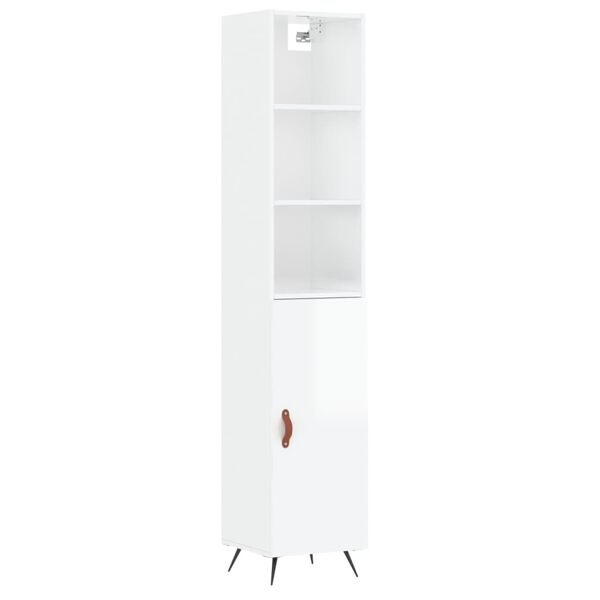 vidaXL Skř&iacute;ň highboard b&iacute;l&aacute; s vysok&yacute;m leskem 34,5x34x180 cm kompozit