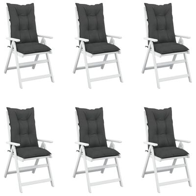 vidaXL Podušky na židli vysoké opěradlo 6 ks antracitové 120x50x7 cm