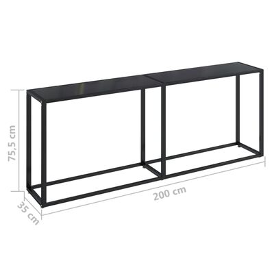 vidaXL Konzolový stolek černý 200 x 35 x 75,5 cm tvrzené sklo