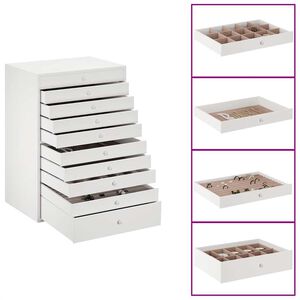 vidaXL &Scaron;perkovnice 10vrstv&aacute; s drž&aacute;ky na hodinky b&iacute;l&aacute; 29x20,5x40,5 cm