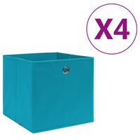 vidaXL Úložné boxy 4 ks netkaná textilie 28 x 28 x 28 cm bledě modré
