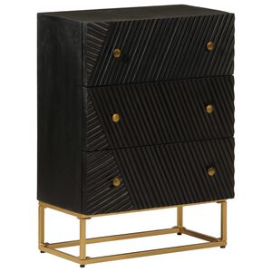 vidaXL Komoda se z&aacute;suvkami čern&aacute; 55x30x76cm masivn&iacute; mangovn&iacute;k a železo