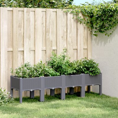 vidaXL Zahradní truhlík s nohami šedý 160 x 40 x 42 cm PP