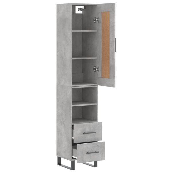 vidaXL Skř&iacute;ň highboard betonově &scaron;ed&aacute; 34,5x34x180 cm kompozitn&iacute; dřevo
