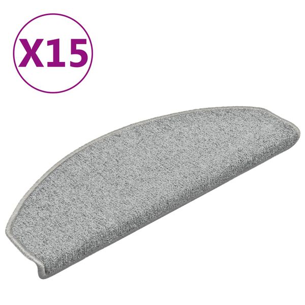 vidaXL Schodové rohože 15 ks 65 x 24 x 4 cm světle šedé, půlkulaté, velké