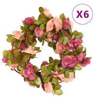 vidaXL Umělé květinové girlandy 6 ks růžově červené 250 cm
