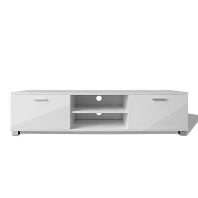 vidaXL TV stolek bílý s vysokým leskem 140 x 40,5 x 35 cm